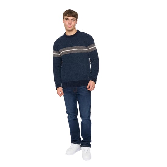 Crosshatch Heren Roundall Chenille Gebreide Jumper (Marineblauw) - Image 3