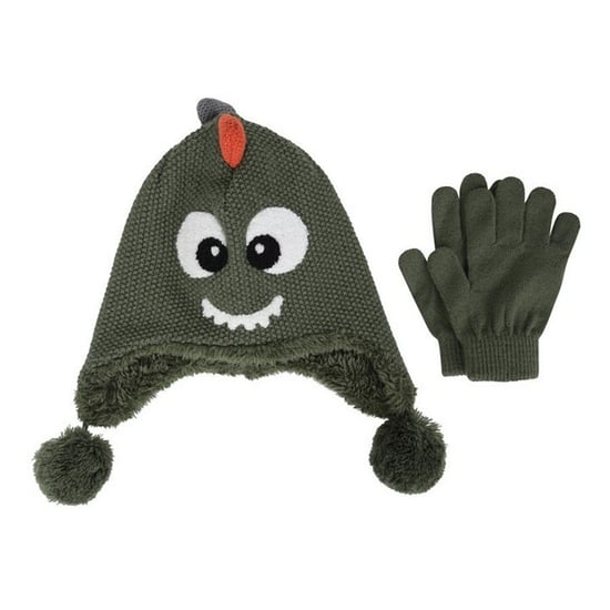 Mountain Warehouse Kinder Draak Kunstbont Gevoerde Muts en Handschoenen Set (Groen) - Image 1