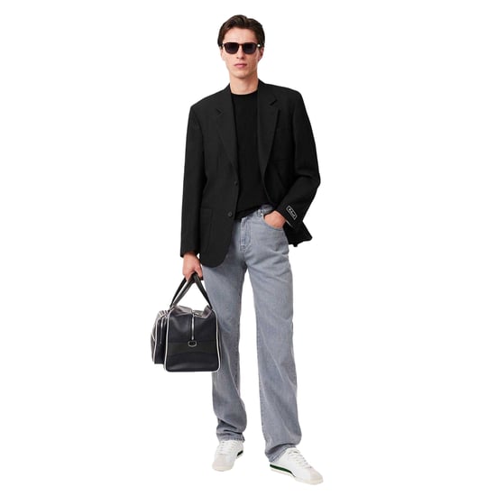 Lacoste Heren Zwaar Katoen Oversized T-shirt (Zwart) - Image 4