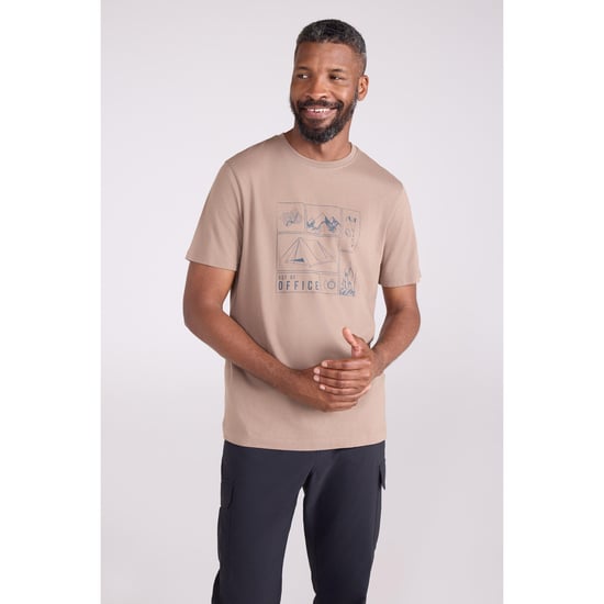 Mountain Warehouse Heren Camping Schets Organisch T-Shirt (Bruin) - Image 1