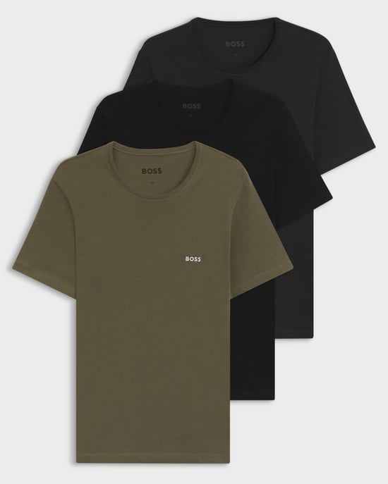Donkergroen T-shirt met geborduurd logo (3 st.) - Image 4