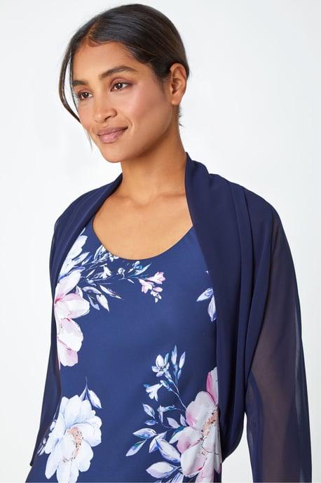 Ruched Hem Bolero Chiffon Mesh Shrug Wedding Cardigan - Image 4
