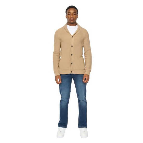 Duck and Cover Heren Venosa Sjaalkraag Cardigan (Stone) - Image 3