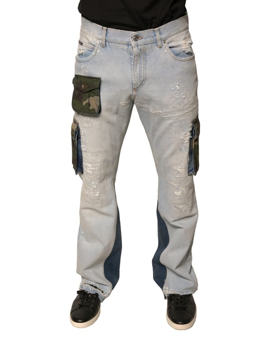 Versleten Denim Jeans Camouflage Zakstijl - Image 1