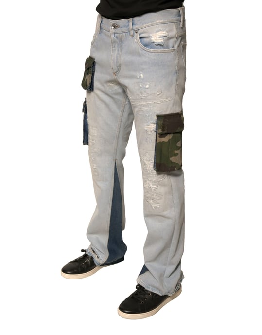 Versleten Denim Jeans Camouflage Zakstijl - Image 3