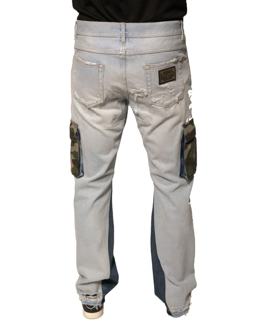 Versleten Denim Jeans Camouflage Zakstijl - Image 4