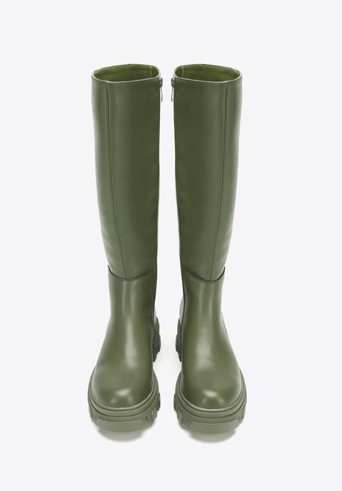Wittchen Dames leren laarzen met dikke zool en rits, donkergroen - Image 2