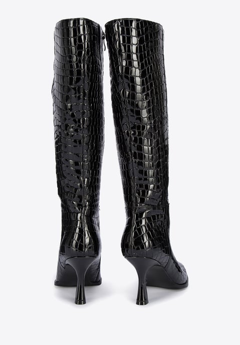 Wittchen Dames lakleren croco hoge hak laarzen, zwart, natuurlijk leer - Image 3