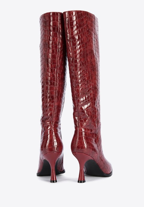Wittchen Dames lakleren croco hoge hak laarzen, bordeauxrood, natuurlijk leer - Image 3