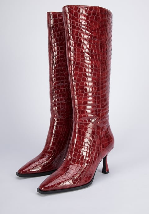 Wittchen Dames lakleren croco hoge hak laarzen, bordeauxrood, natuurlijk leer - Image 5