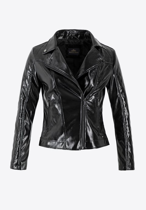 Wittchen Dames bikerjack van eco-leer, zwart en grafiet - Image 6