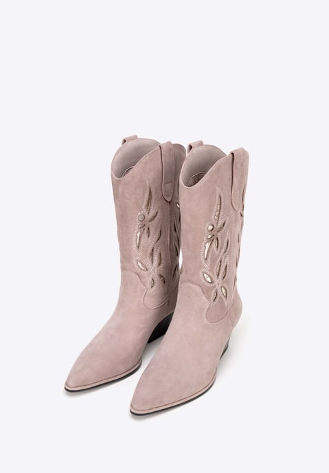 Wittchen Suède Slip-On Cowboylaarzen voor Dames Beige Suède Leer - Image 1