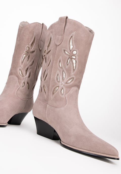 Wittchen Suède Slip-On Cowboylaarzen voor Dames Beige Suède Leer - Image 5