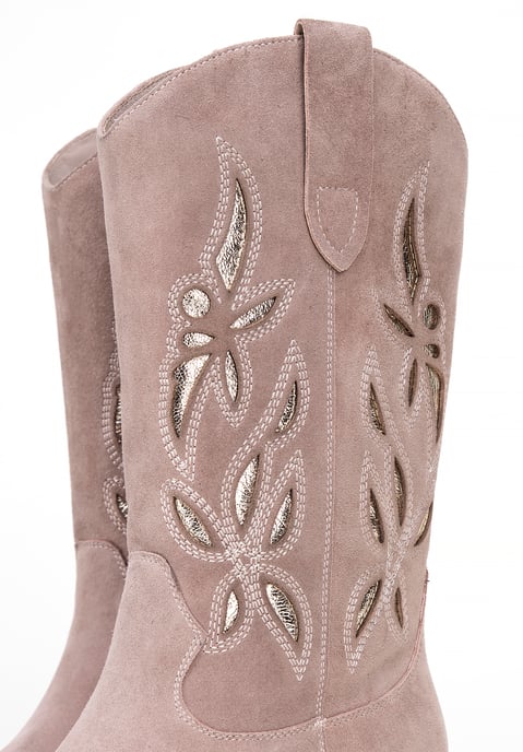 Wittchen Suède Slip-On Cowboylaarzen voor Dames Beige Suède Leer - Image 6