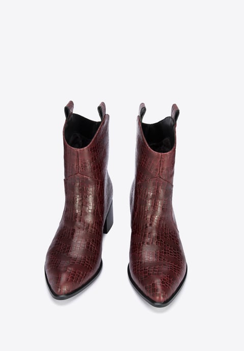 Wittchen Dames Croco Leren Cowboylaarzen Bordeaux Natuurlijk Leer - Image 1
