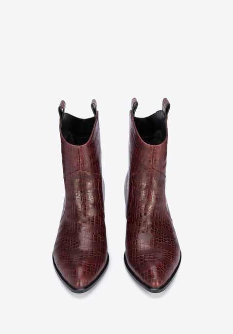 Wittchen Dames Croco Leren Cowboylaarzen Bordeaux Natuurlijk Leer - Image 2