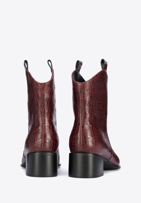 Wittchen Dames Croco Leren Cowboylaarzen Bordeaux Natuurlijk Leer - Image 3