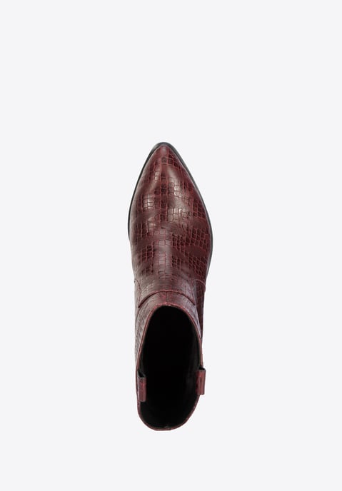 Wittchen Dames Croco Leren Cowboylaarzen Bordeaux Natuurlijk Leer - Image 4