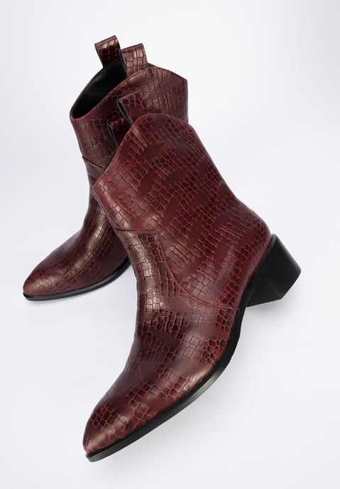 Wittchen Dames Croco Leren Cowboylaarzen Bordeaux Natuurlijk Leer - Image 6