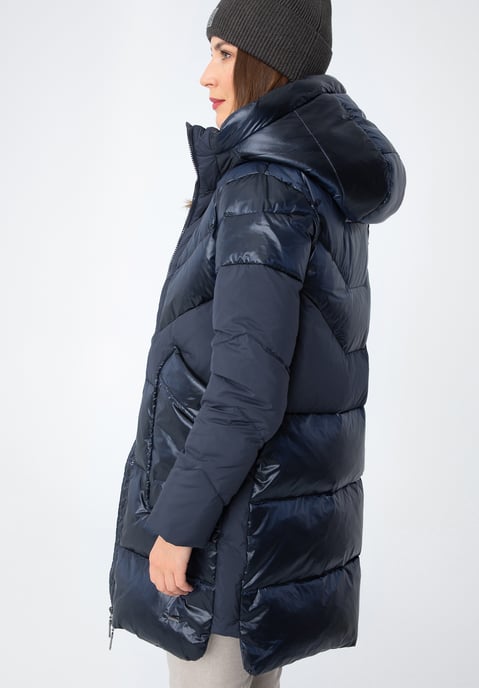 Wittchen Dames Donsjas in Combinatiematerialen met Capuchon, Marineblauw - Image 2