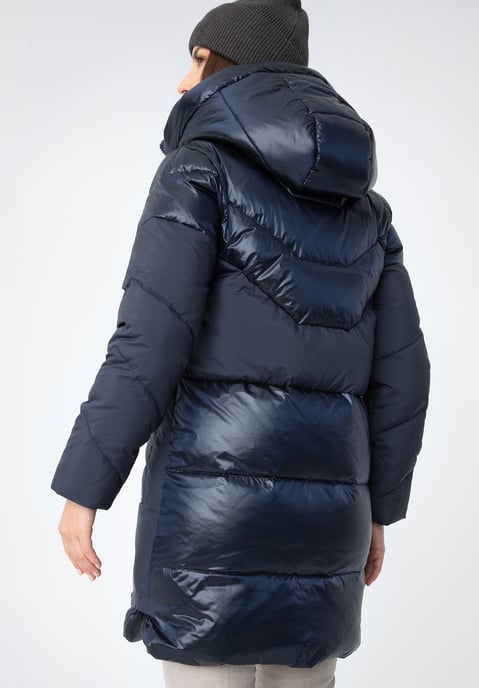 Wittchen Dames Donsjas in Combinatiematerialen met Capuchon, Marineblauw - Image 3