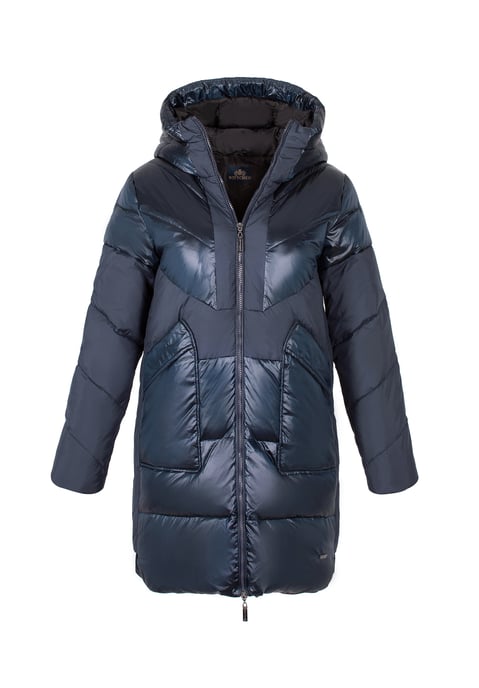 Wittchen Dames Donsjas in Combinatiematerialen met Capuchon, Marineblauw - Image 5
