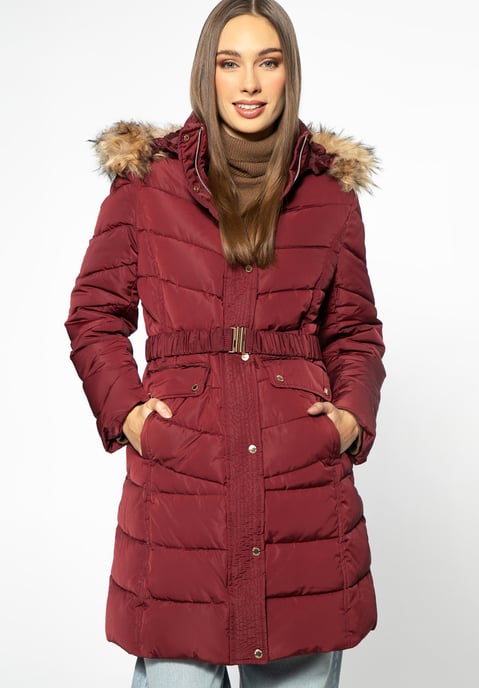 Wittchen Dames Gewatteerde Jas met Riem Donkerrood Polyester - Image 2