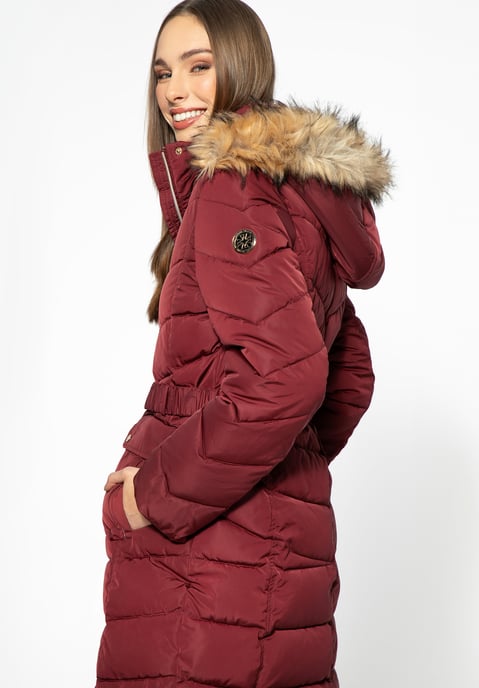 Wittchen Dames Gewatteerde Jas met Riem Donkerrood Polyester - Image 3
