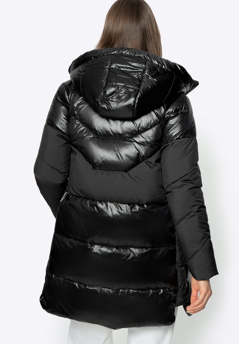 Wittchen Dames Donsjas in Combinatiematerialen met Capuchon, Zwart Nylon - Image 3