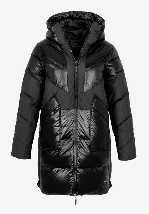 Wittchen Dames Donsjas in Combinatiematerialen met Capuchon, Zwart Nylon - Image 6