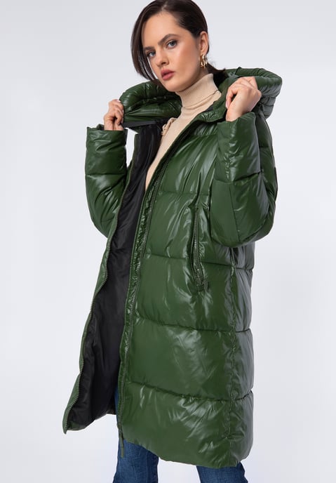 Wittchen Dames Oversized Gewatteerde Jas Groen Nylon - Image 2