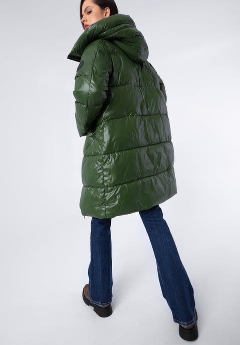 Wittchen Dames Oversized Gewatteerde Jas Groen Nylon - Image 4