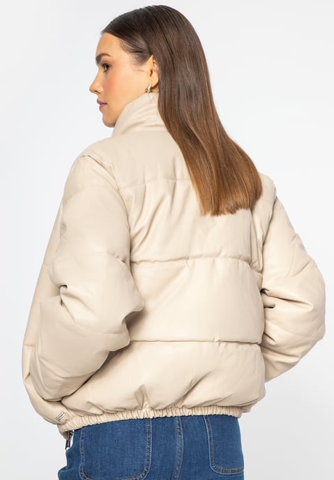 Wittchen Dames PUFF jas van eco-leer, lichtbeige - Image 3