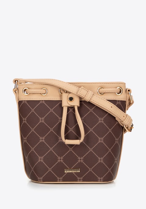 Wittchen Dames Bucket Bag in Monogrammed Eco-Leather Bruin - Image 1