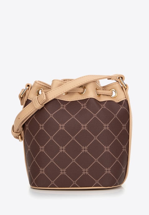 Wittchen Dames Bucket Bag in Monogrammed Eco-Leather Bruin - Image 2