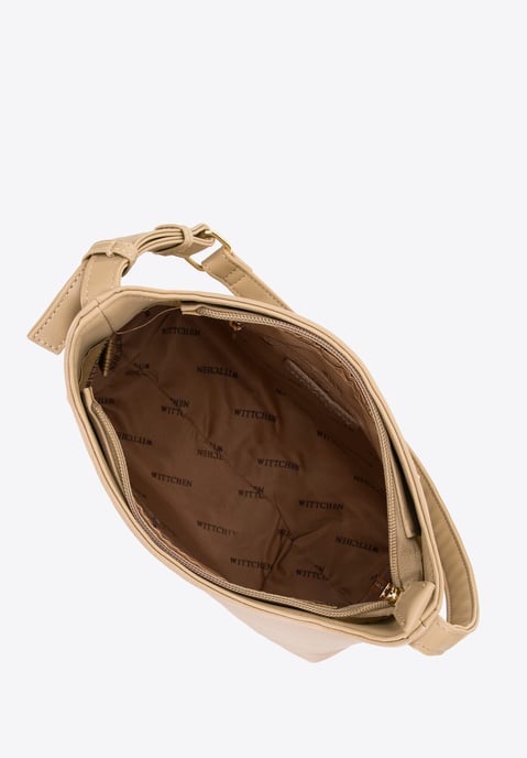 Wittchen Dames handtas met reliëflogo, beige, eco-leer - Image 4