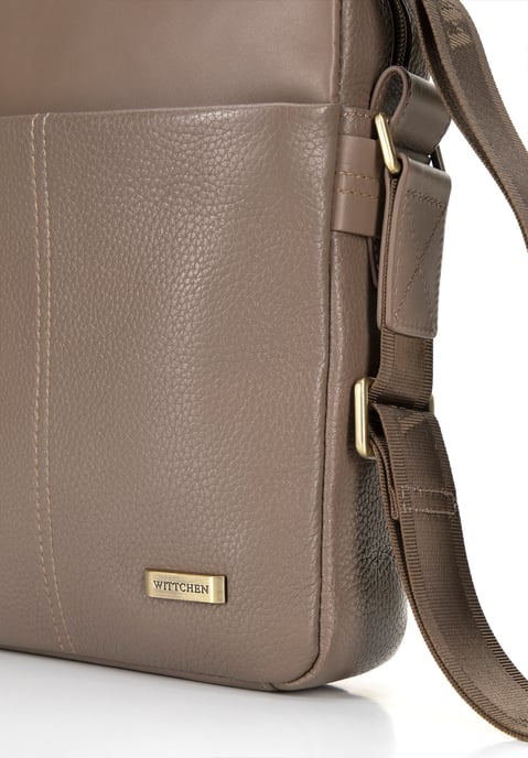 Wittchen Heren Messenger Bag van Leer met Dubbele Textuur in Taupe - Image 5