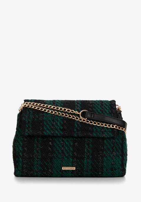 Wittchen Dames Bouclé Messenger Bag in Zwart en Groen Polyester - Image 2