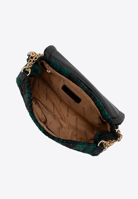 Wittchen Dames Bouclé Messenger Bag in Zwart en Groen Polyester - Image 3