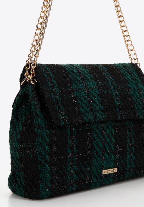 Wittchen Dames Bouclé Messenger Bag in Zwart en Groen Polyester - Image 4