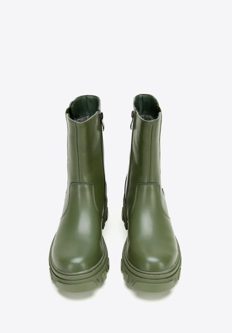 Wittchen Dames Leren Plateau Laarzen Groen Natuurlijk Leer - Image 2