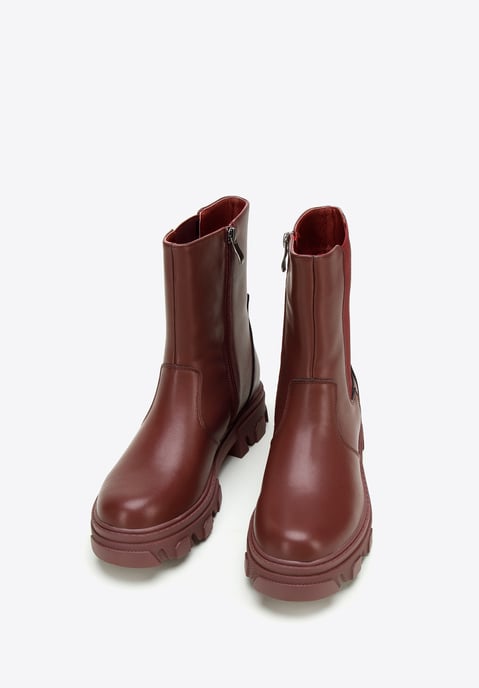 Wittchen Dames Leren Platform Chelsea Boots Kersen Natuurlijk Leer - Image 1