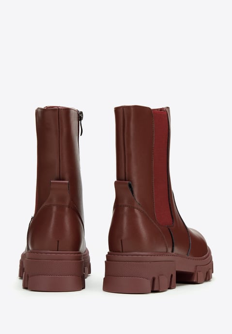Wittchen Dames Leren Platform Chelsea Boots Kersen Natuurlijk Leer - Image 3