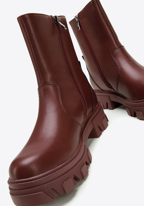 Wittchen Dames Leren Platform Chelsea Boots Kersen Natuurlijk Leer - Image 5