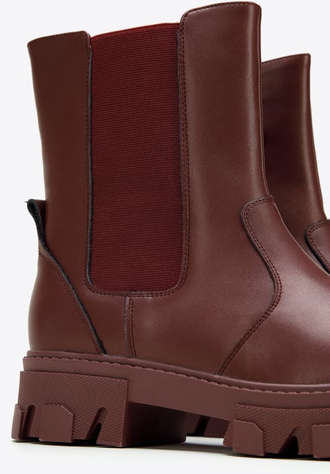 Wittchen Dames Leren Platform Chelsea Boots Kersen Natuurlijk Leer - Image 6
