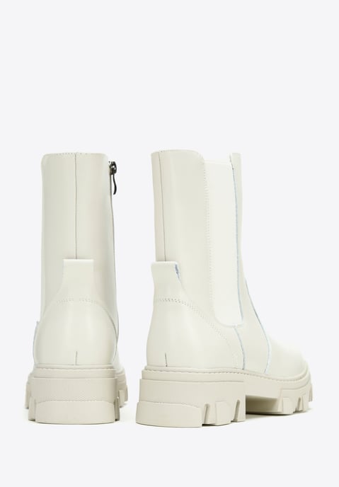 Wittchen Dames Leren Chelsea Boots op een Grijs Beige Platform, Natuurlijk Leer - Image 3