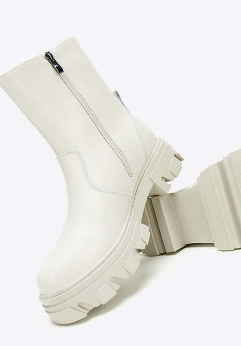 Wittchen Dames Leren Chelsea Boots op een Grijs Beige Platform, Natuurlijk Leer - Image 6