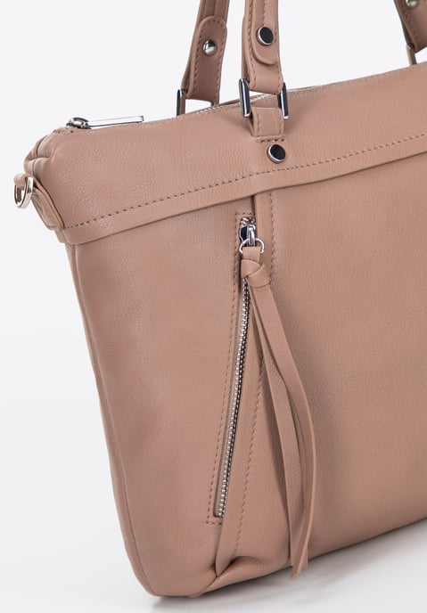 Wittchen Dames 15" Leren Laptoptas met Kwastje, Beige, Natuurlijk Leer - Image 5