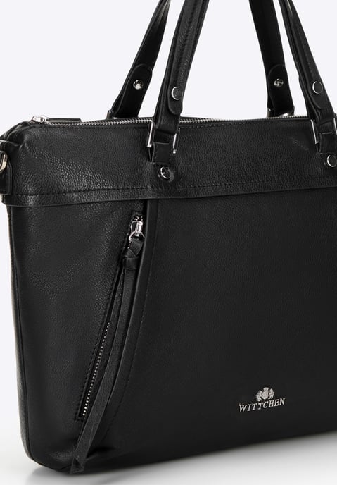 Wittchen Dames 15" Leren Laptoptas met Kwastje Zwart Natuurlijk Leer - Image 3