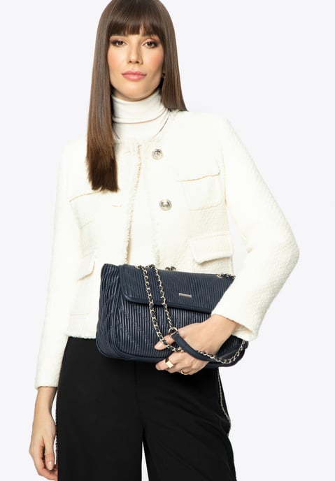 Wittchen Dames Crossbody Tas in Eco-leer met Ketting, Marineblauw - Image 4